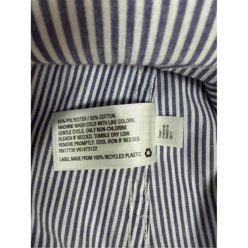 A New Day Striped Floral‎ Appliqué Button Down Long Sleeve Shirt Collar EUC Sm - Picture 8 of 8